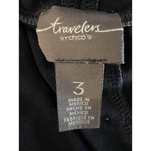 Travelers by Chicos 3/US XL16-18 Black Cardigan Open Front 3/4 Sleeve Button Bac - Picture 8 of 11